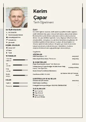 Tarih Öğretmeni Cv Örnekleri cv indir